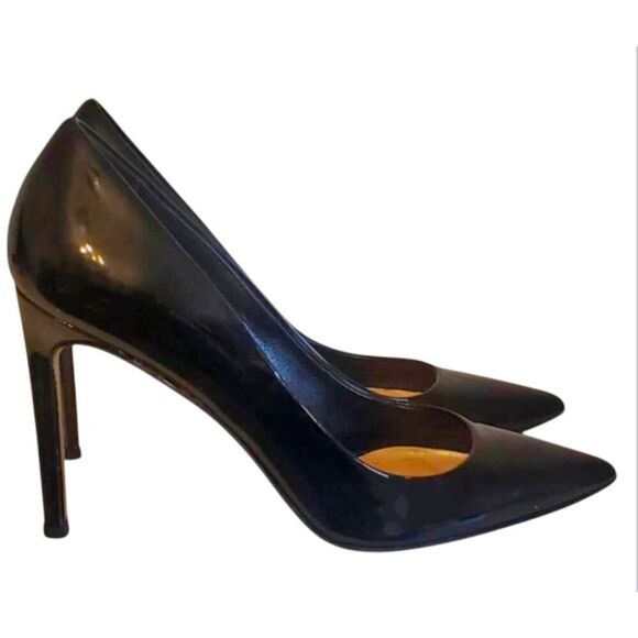 DELMAN Hazel Black Patent Leather High Heel Pumps Size 5 - Picture 3 of 6